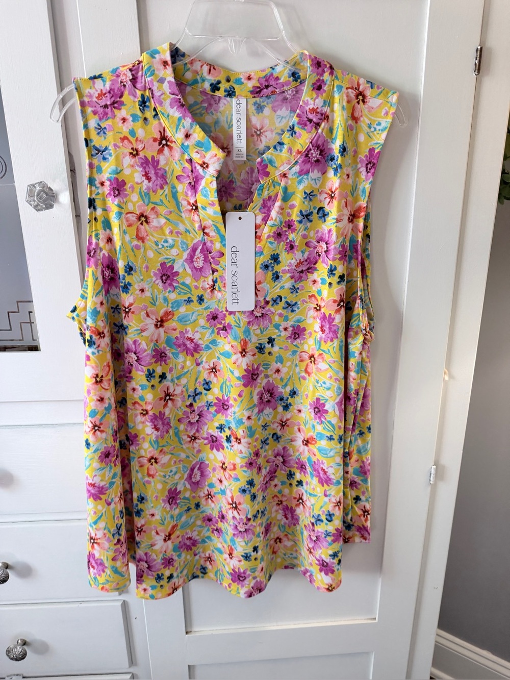 dear scarlett Yellow Floral Tunic Top